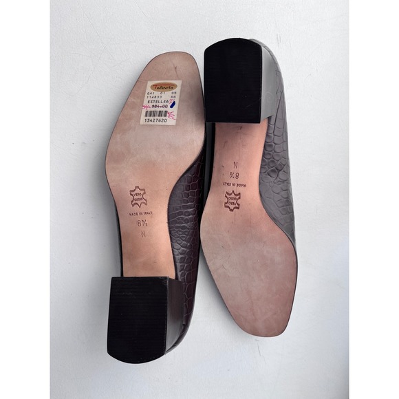 Vintage Talbots Brown Crocodile Embossed Leather Block Heel Pumps Made in Italy - Picture 3 of 4